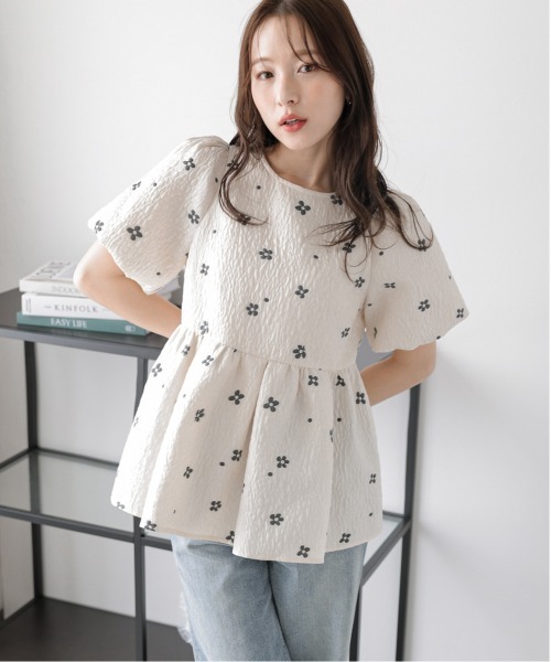 tシャツ ジャガードペプラムトップス レディース OWNth tシャツ ジャガードペプラムトップス レディース
