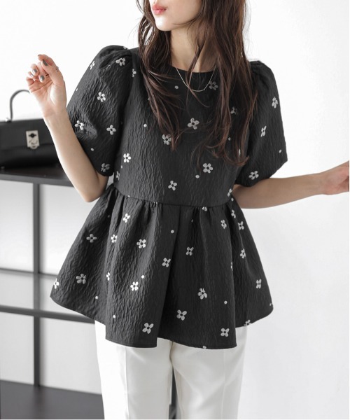 tシャツ ジャガードペプラムトップス レディース OWNth tシャツ ジャガードペプラムトップス レディース
