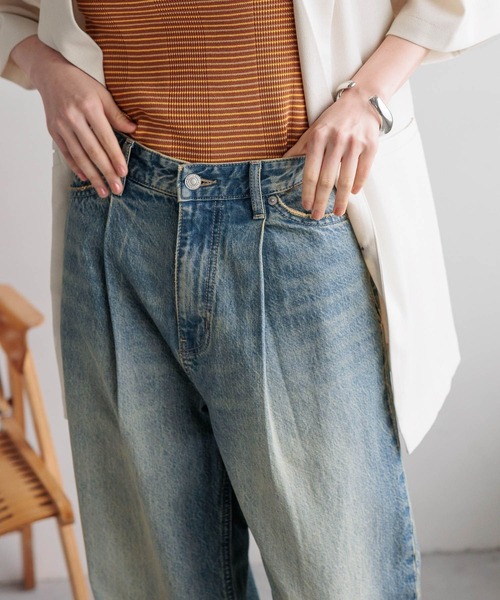 「LOWRYS FARM」 加工デニムパンツ MEDIUM ライトブルー レディース
