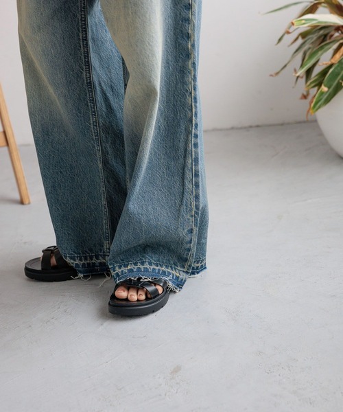 「LOWRYS FARM」 加工デニムパンツ MEDIUM ライトブルー レディース