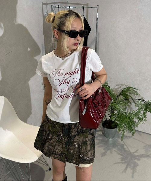 sedacle girl（セダクルガール） tシャツ 半袖 スタッズストーンロゴT