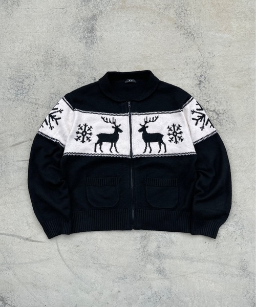 MandO（エムオー） セーター ニット ノルディック柄ダブルジップ