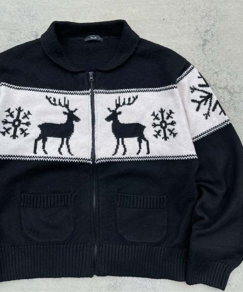 MandO（エムオー） セーター ニット ノルディック柄ダブルジップ