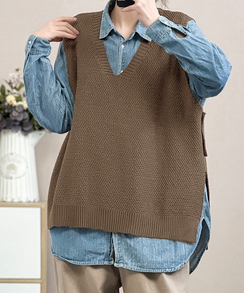 miniministore（ミニミニストア） ベスト ジレ ニットベスト サイド