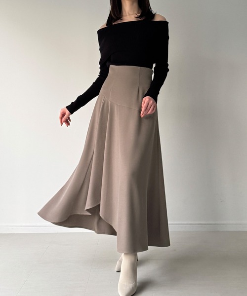 JUNOAH（ジュノア） スカート ラッフルレースアップスカート(裏地なし