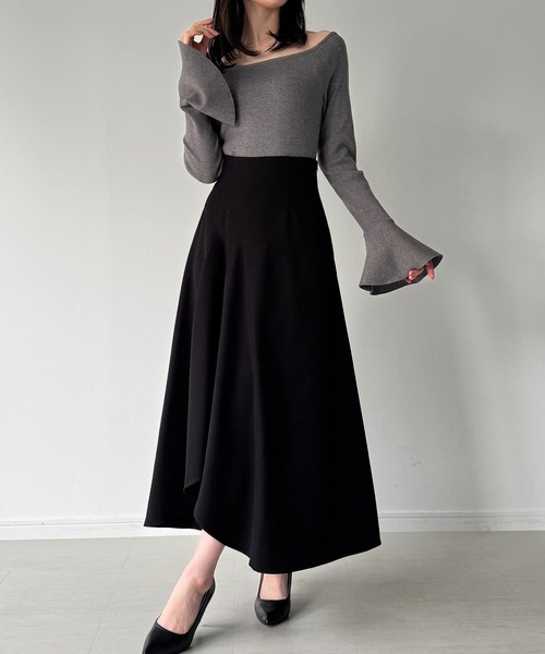 JUNOAH（ジュノア） スカート ラッフルレースアップスカート(裏地なし