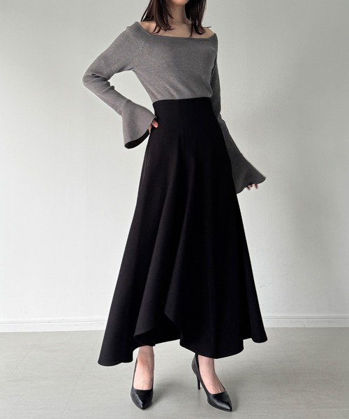 JUNOAH（ジュノア） スカート ラッフルレースアップスカート(裏地なし