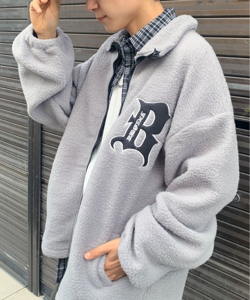 link lot ブルゾン アウター ボアフリースワッペン付きスタンド