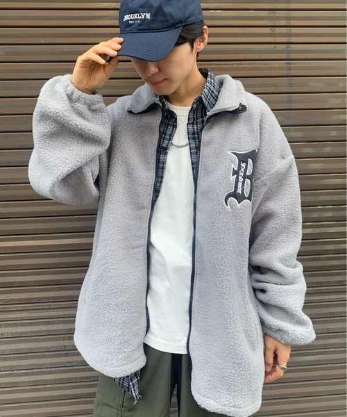 link lot ブルゾン アウター ボアフリースワッペン付きスタンド