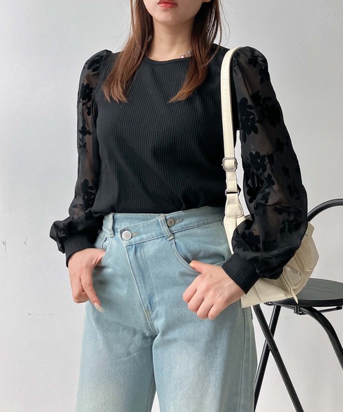 AS KNOW AS（アズノゥアズ） tシャツアソートデザイン 花柄シアープル