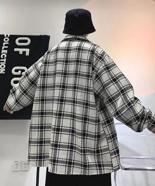 フェンディシメ オンブレチェック ジャケット オーバーサイズ M コート ジャケット オーバーサイズチェックジャケット メンズ