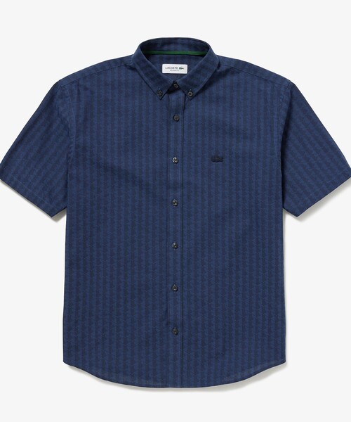 「LACOSTE」 半袖シャツ 39 ライトグレー メンズの画像