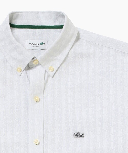 「LACOSTE」 半袖シャツ 39 ライトグレー メンズの画像