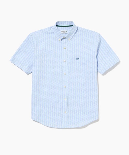 「LACOSTE」 半袖シャツ 39 ライトグレー メンズの画像