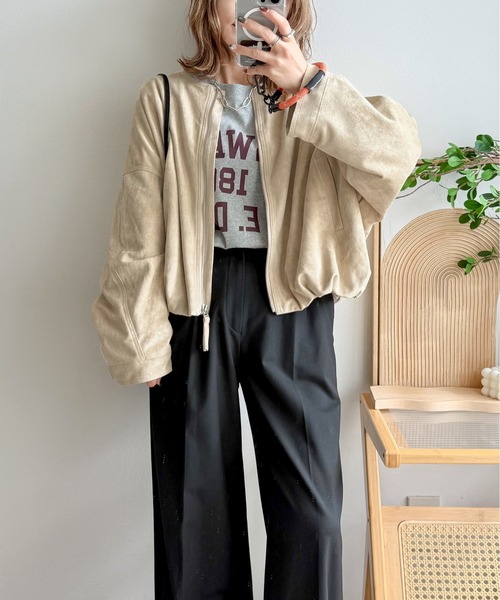Cura Closet ブルゾン アウター 「ema.217 select」フェイクスエード Cura Closet ブルゾン アウター 「ema.217 select」フェイクスエード