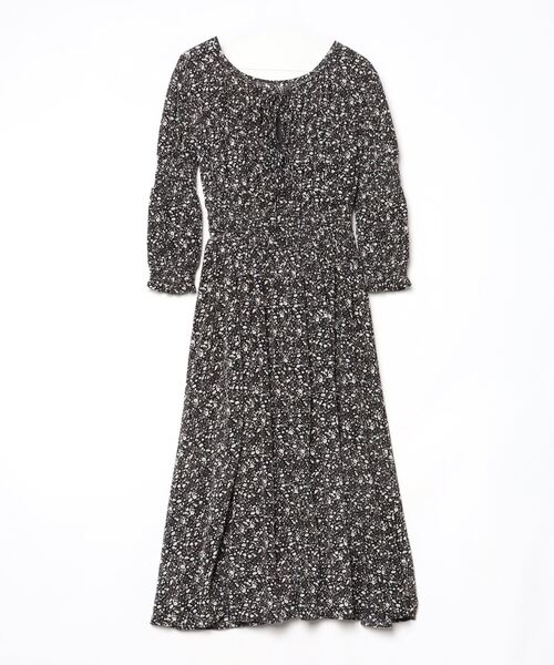 「RANDA」 花柄長袖ワンピース 0 ブラック レディース_画像2