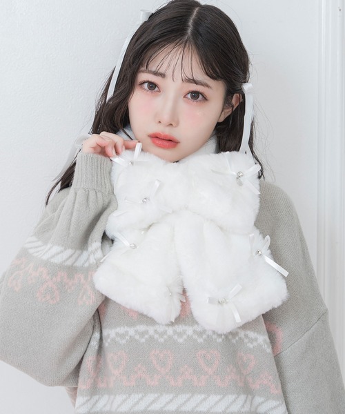 Honey Cinnamon（ハニーシナモン） マフラー FREE ホワイト レディース