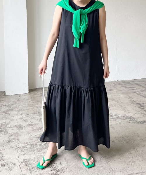 「LIAN」 ノースリーブワンピース FREE ブルー レディース_画像4