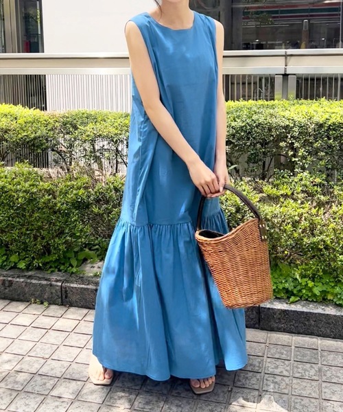 「LIAN」 ノースリーブワンピース FREE ブルー レディース_画像9