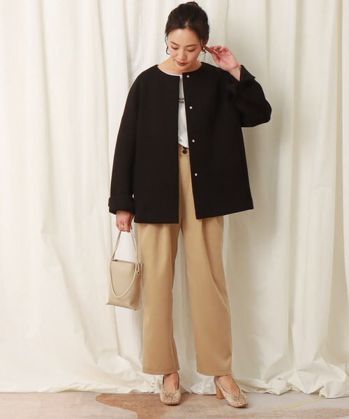 「libelle more」 「MARBLEWALTZ」ノーカラージャケット M ネイビー レディース_画像4