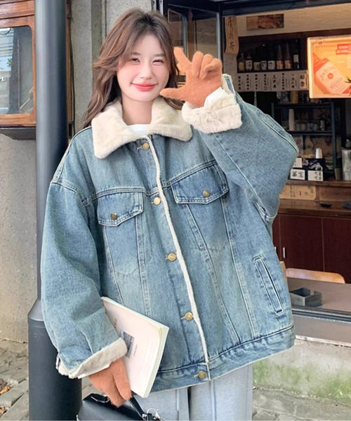 ＆soiree（アンドソワレ） デニムジャケット gジャン もこもこデニム