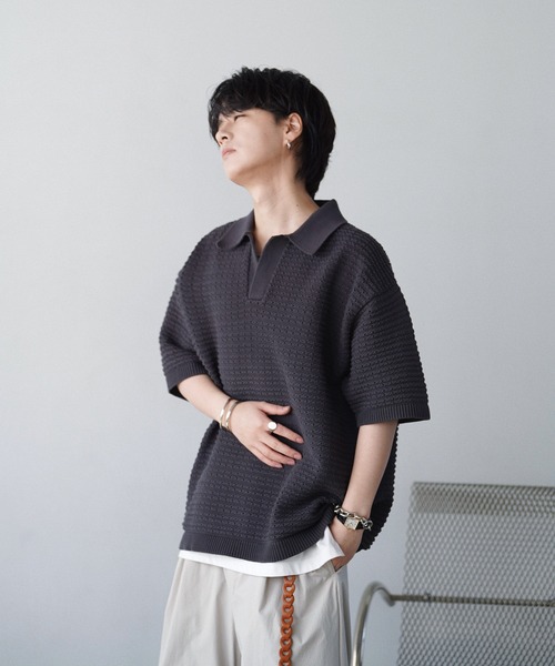 WYM LIDNM 「WYM LIDNM」 半袖ニット S グレー メンズ : ZOZOTOWN 