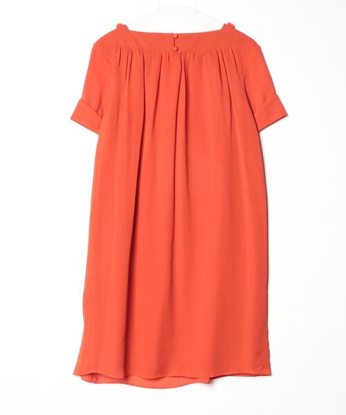 「CACHAREL」 フリル半袖ワンピース 34 レッド レディース_画像2