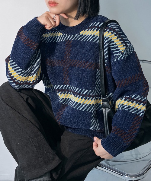 AS KNOW AS（アズノゥアズ） ニット セーターベロアモール ジャガード