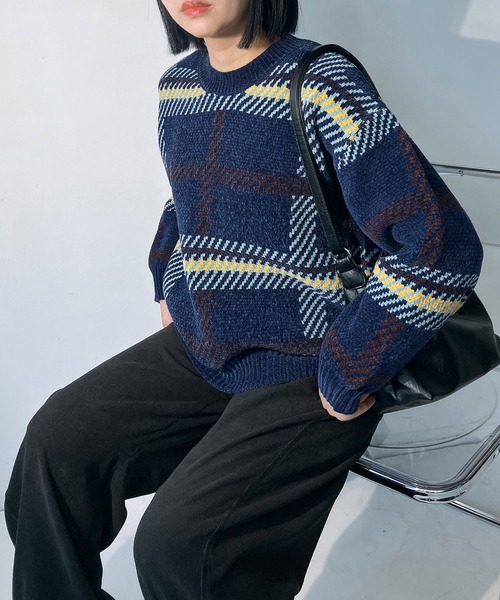 AS KNOW AS（アズノゥアズ） ニット セーターベロアモール ジャガード