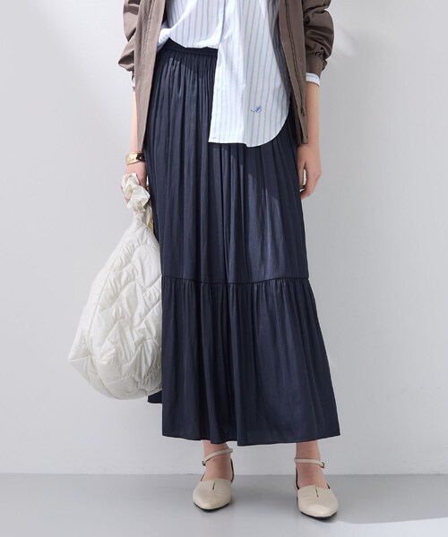 インディヴィ（INDIVI）/【洗える／丈調整可能】ギャザーフレアスカート INDIVI（インディヴィ） スカート 「洗える／丈調整可能」ギャザー