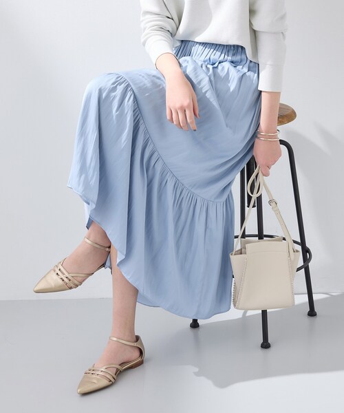 インディヴィ（INDIVI）/【洗える／丈調整可能】ギャザーフレアスカート INDIVI（インディヴィ） スカート 「洗える／丈調整可能」ギャザー
