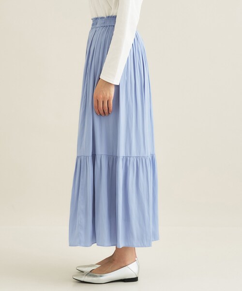 INDIVI（インディヴィ） スカート 「洗える／丈調整可能」ギャザー