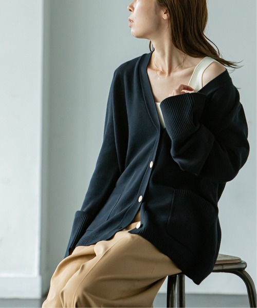 「NOBLE」 ニットカーディガン FREE ブラック レディース_画像3