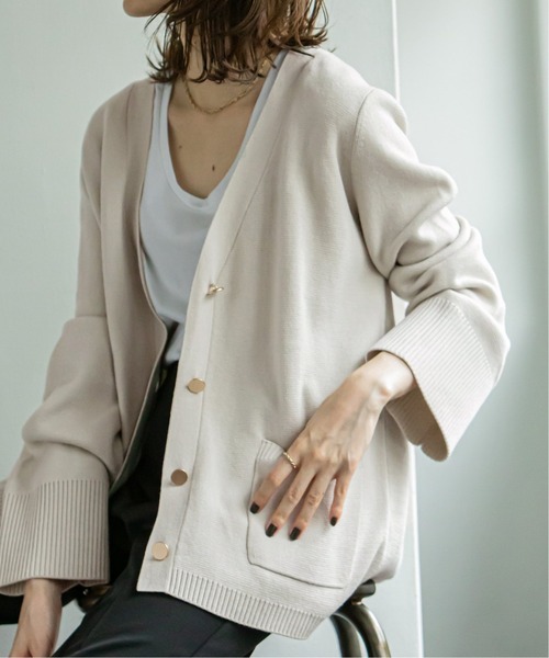 「NOBLE」 ニットカーディガン FREE ブラック レディース_画像8