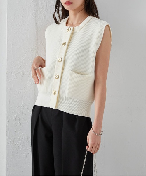 RANAN（ラナン） ニットベスト M ホワイト レディース : ZOZOTOWN