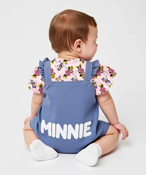 Disney（ディズニー） ベビー服 ロンパース 総柄サロペット風