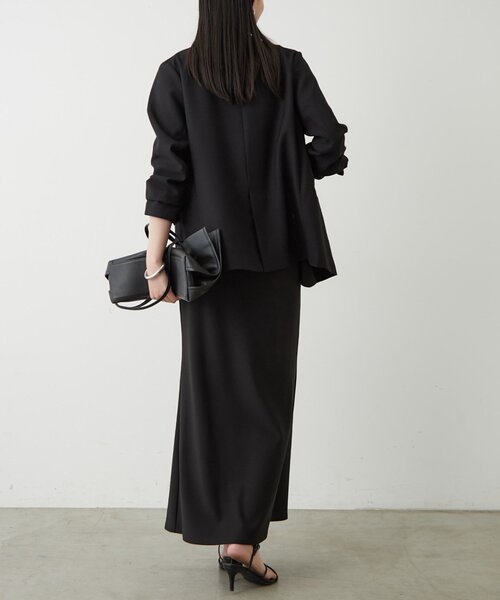 LOUNGEDRESS 麻調合繊ジャケット新品黒2026SS Loungedress（ラウンジドレス） ジャケット ノーカラージャケット 麻調