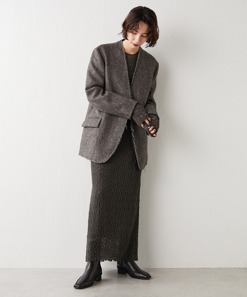 「Whim Gazette」 「GEMINI」ノーカラージャケット FREE ブラウン レディース_画像6