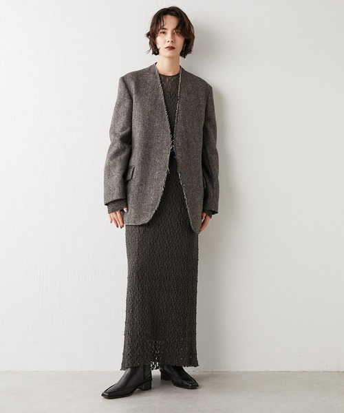 「Whim Gazette」 「GEMINI」ノーカラージャケット FREE ブラウン レディース_画像7