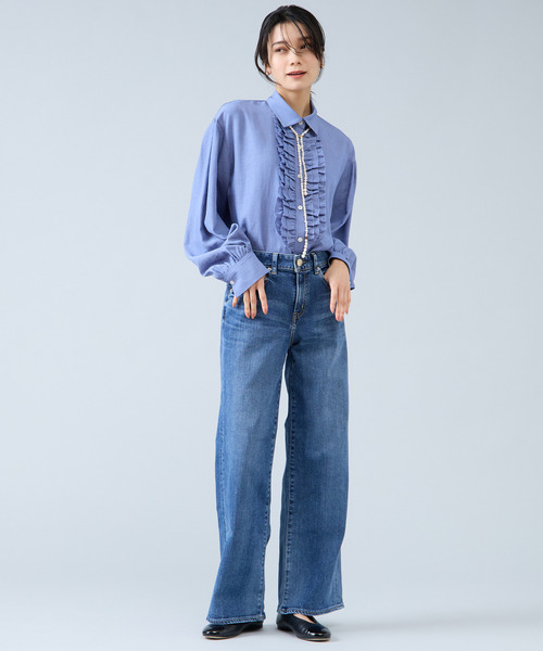 Liesse（リエス） ブラウス シャツ シャンブレーフリルシャツブラウス