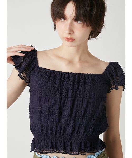 LILY BROWN（リリーブラウン） tシャツ 2wayシャーリングトップス 