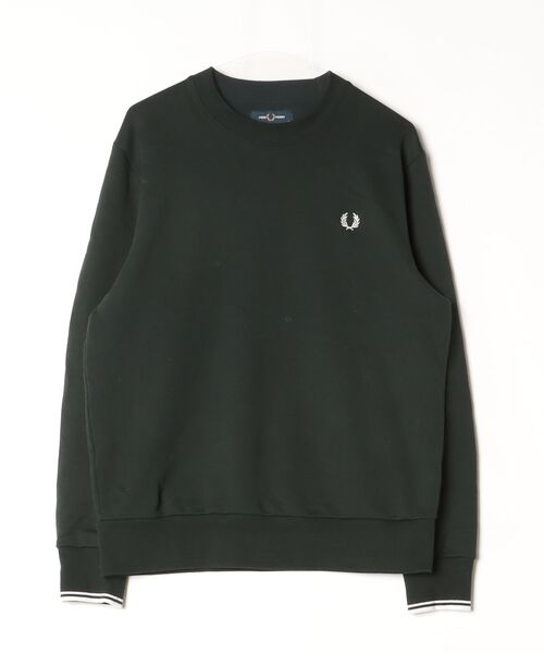 「FRED PERRY」 スウェットカットソー L ダークグリーン レディース