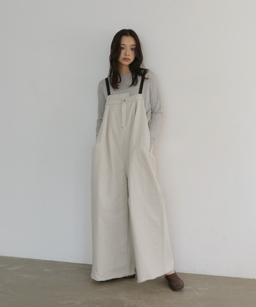 hellam（ヘラム） サロペット オーバーオール 綿ツイルアシメデザイン