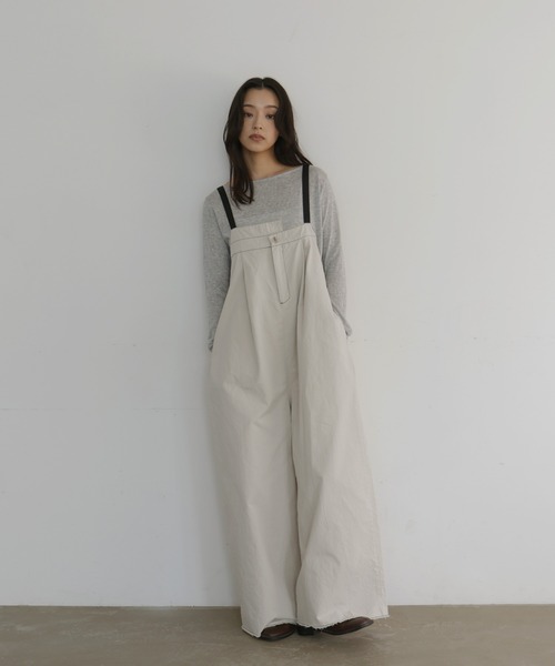 hellam（ヘラム） サロペット オーバーオール 綿ツイルアシメデザイン