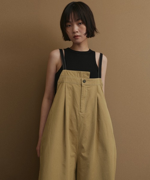 hellam（ヘラム） サロペット オーバーオール 綿ツイルアシメデザイン