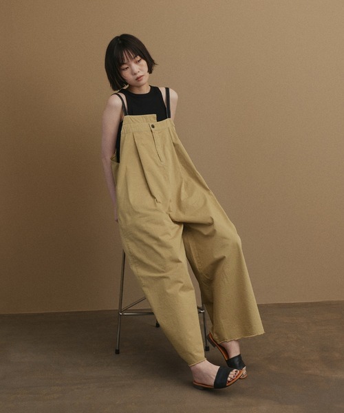 希望価格伺います。サロペット hellam（ヘラム） サロペット オーバーオール 綿ツイルアシメデザイン