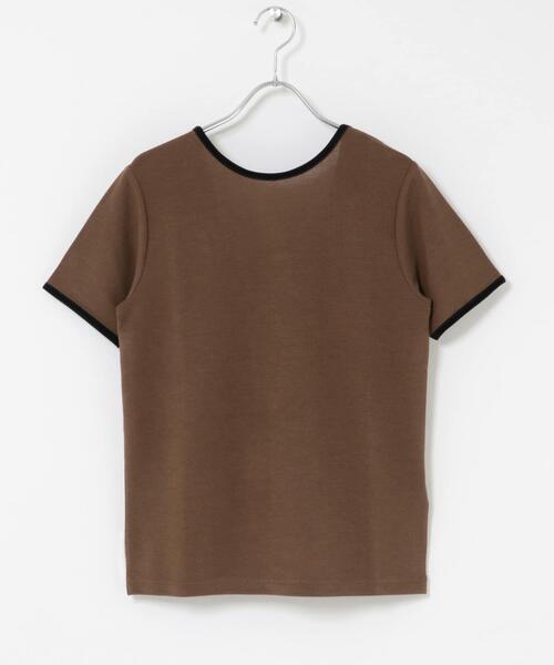 ブラウンパターン柄半袖カットソー 45R SENSE OF PLACE by URBAN RESEARCH tシャツ 半袖 バックオープン