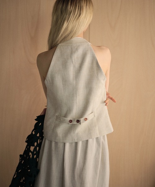 ベスト ジレ linen blend halter neck vest /リネンブレンド ベスト ジレ linen blend halter neck vest /リネンブレンド