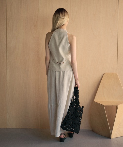 ベスト ジレ linen blend halter neck vest /リネンブレンド