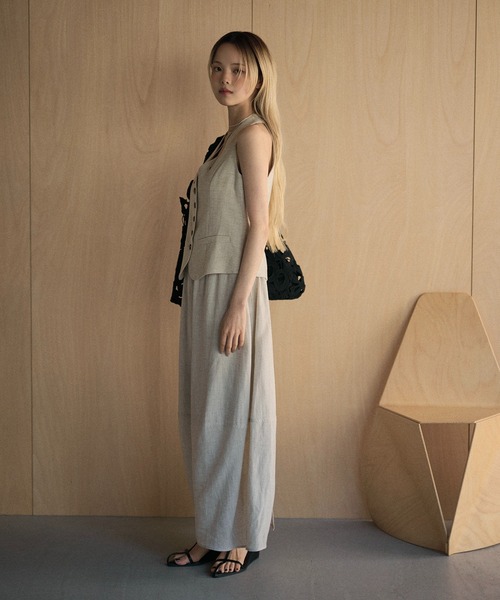 ベスト ジレ linen blend halter neck vest /リネンブレンド